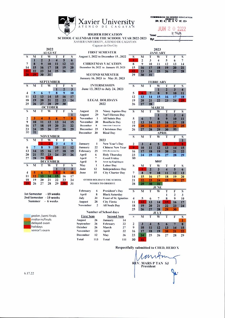 School Calendar revised Higher Education AY 2022 2023 page 0001