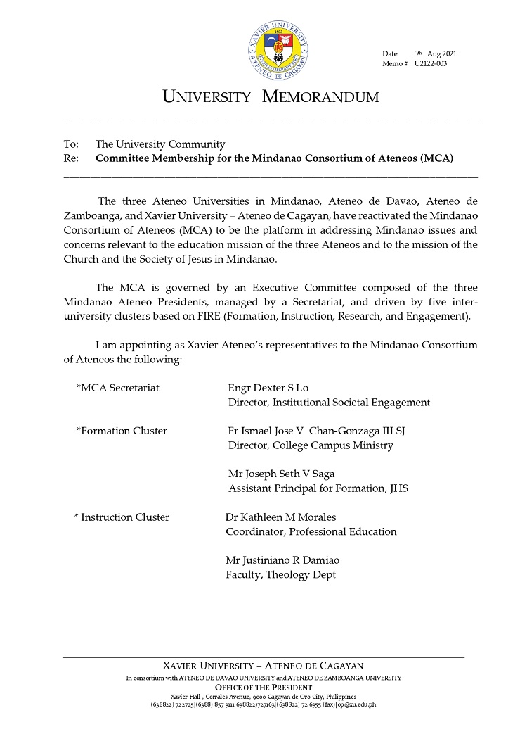 U2122 003 210805 Committee Membership for Mindanao Consortium of Ateneos MCA page 0001