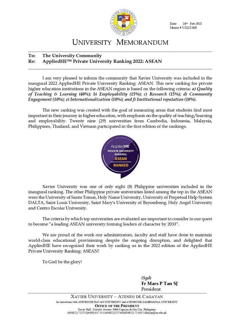 U2122 060 220224 Applied HEd Private University Ranking 2022 ASEAN page 0001