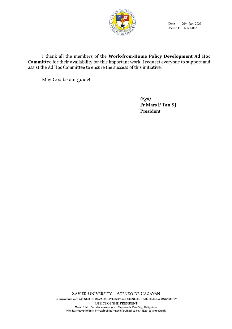 U2122 052 220126 Work From Home Policy Development AdHoc Committee page 0002