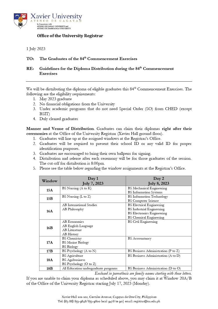 07012023.Web.23 07 01 Guidelines for Diploma Distribution 84th Commencement Exercises Jun Rangie Obispo page 0001