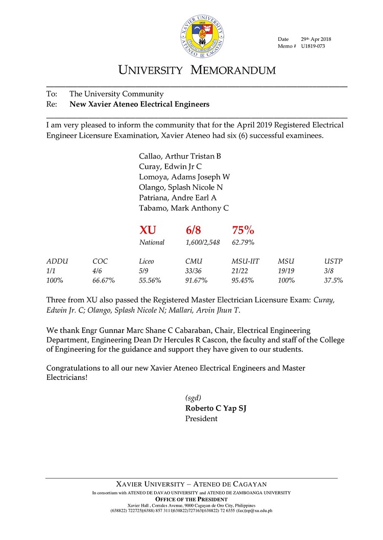 U1819 073 190429 New XU Electrical Engrs 1