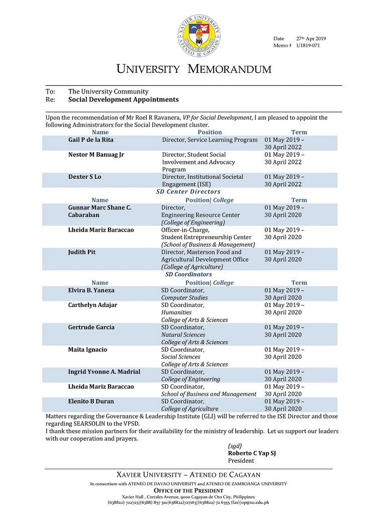 U1819 071 190427 Social Development Appointments 1