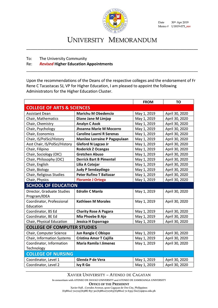 U1819 075rev 190430 Higher Ed Appointments 1