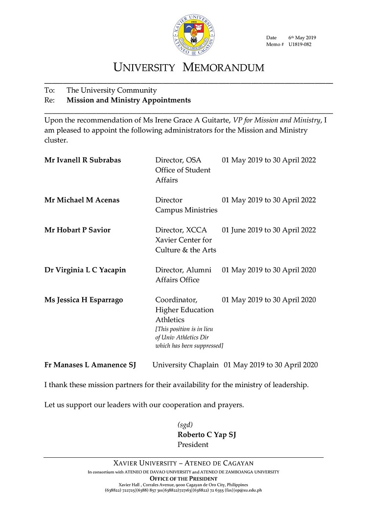 U1819 082 190506 Mission Ministry Appointments 1