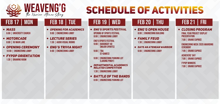 ENGG WEEK 2020 SCHEDULE