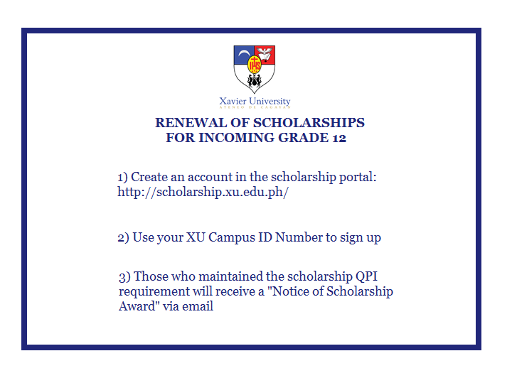 SHS Grade 12 Renewal of Scholarships