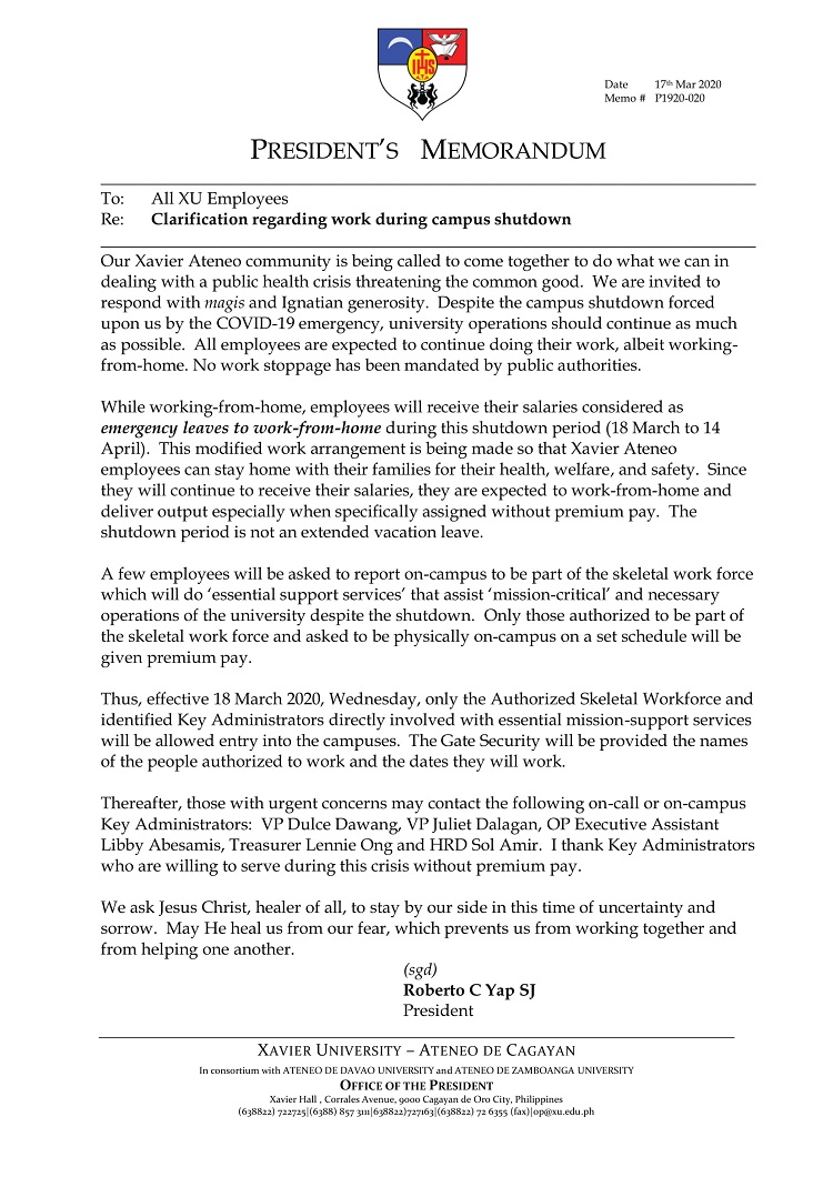 P1920 020 200317 Clarification Work during campus shutdown 1 1