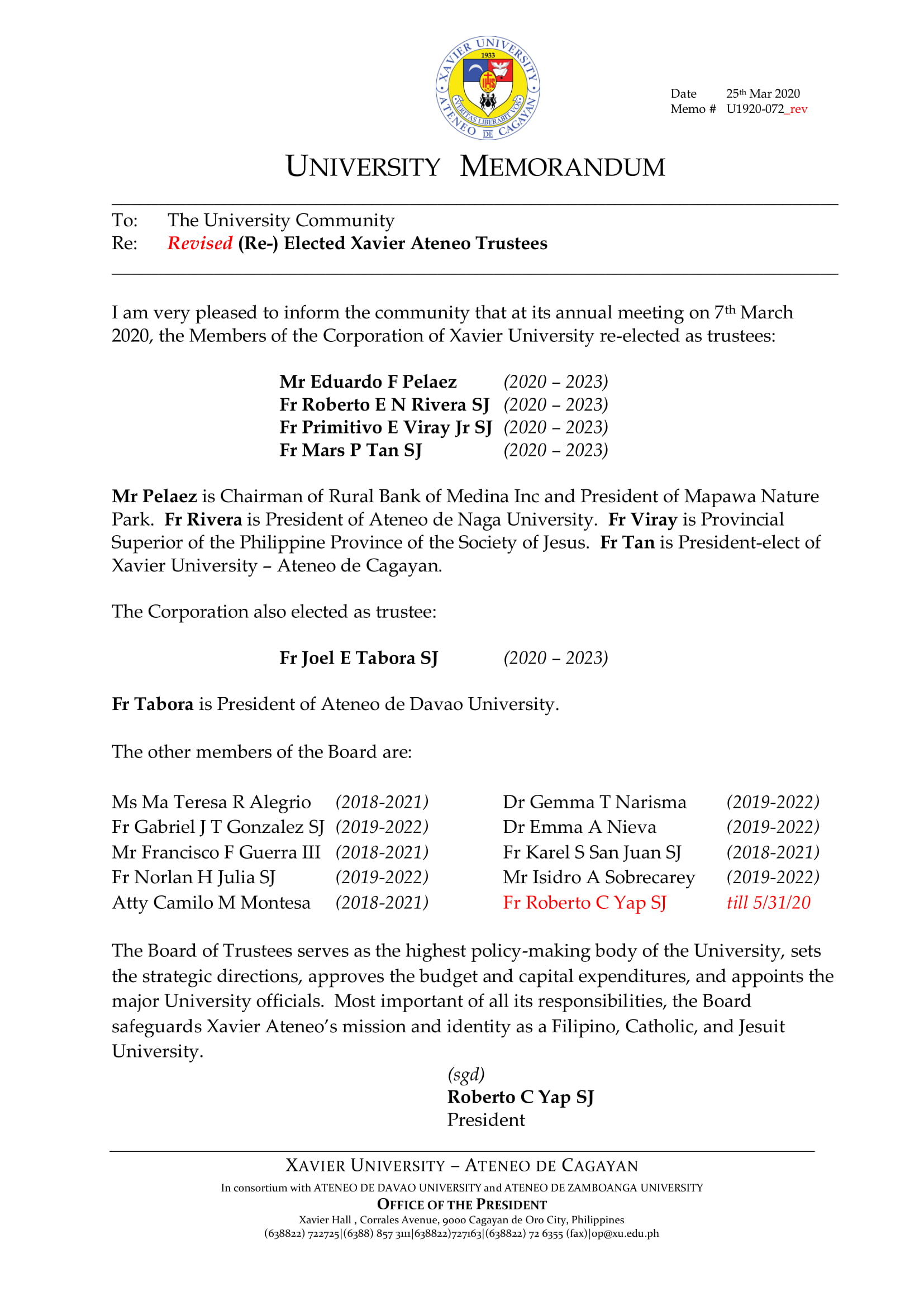 U1920 072rev 200325 Re Elected Trustees 1