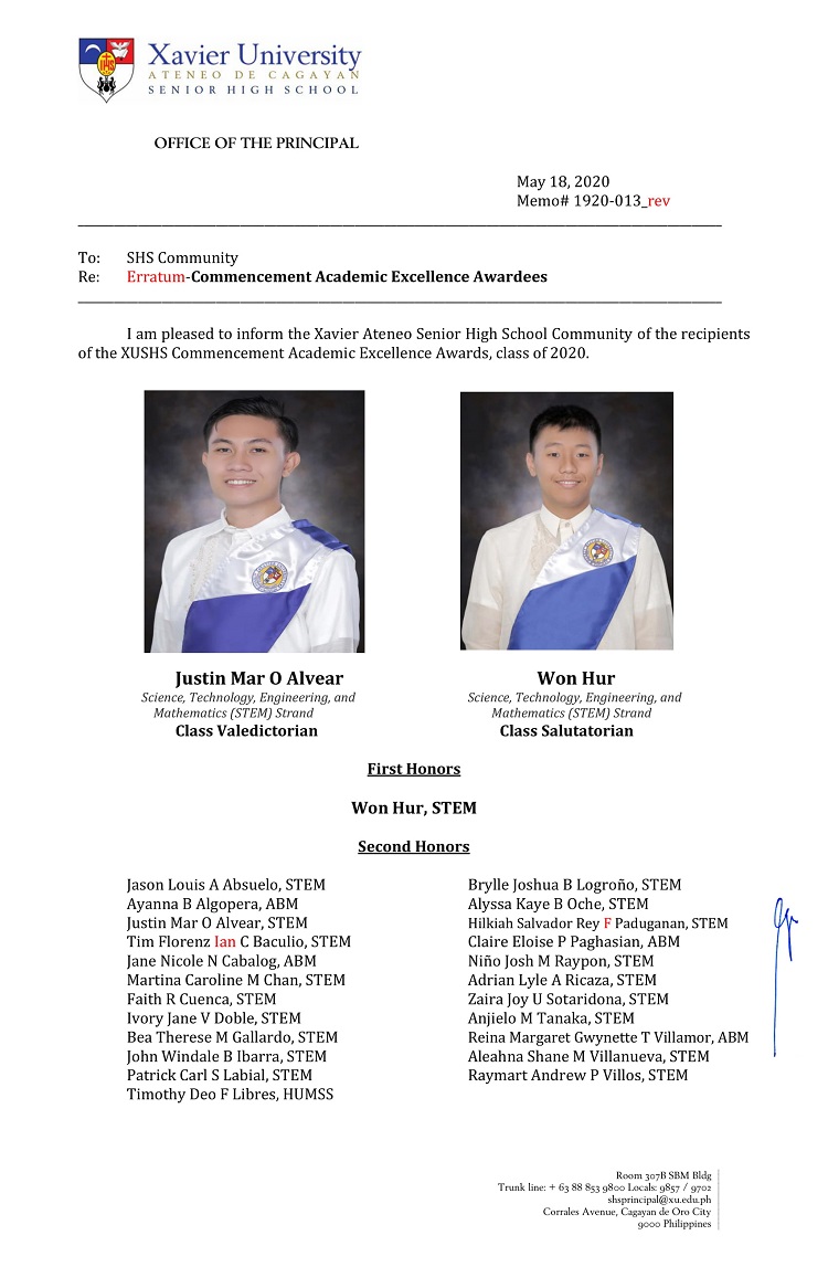 Memorandum 1920 013 Academic Excellence Awrds rev 11