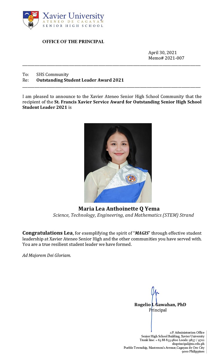 Memorandum 2021 007 Outstanding Student Leader Award 2021 page 0001