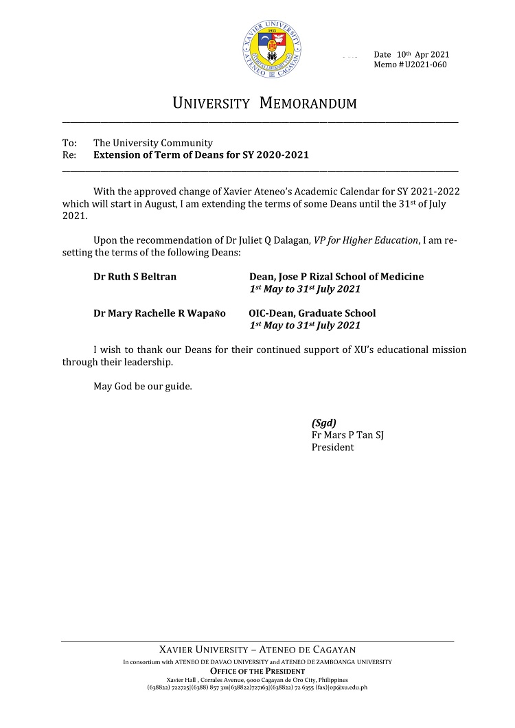 U2021 060 210410 Higher Education Term Extension of Deans for SY 2020 2021 1