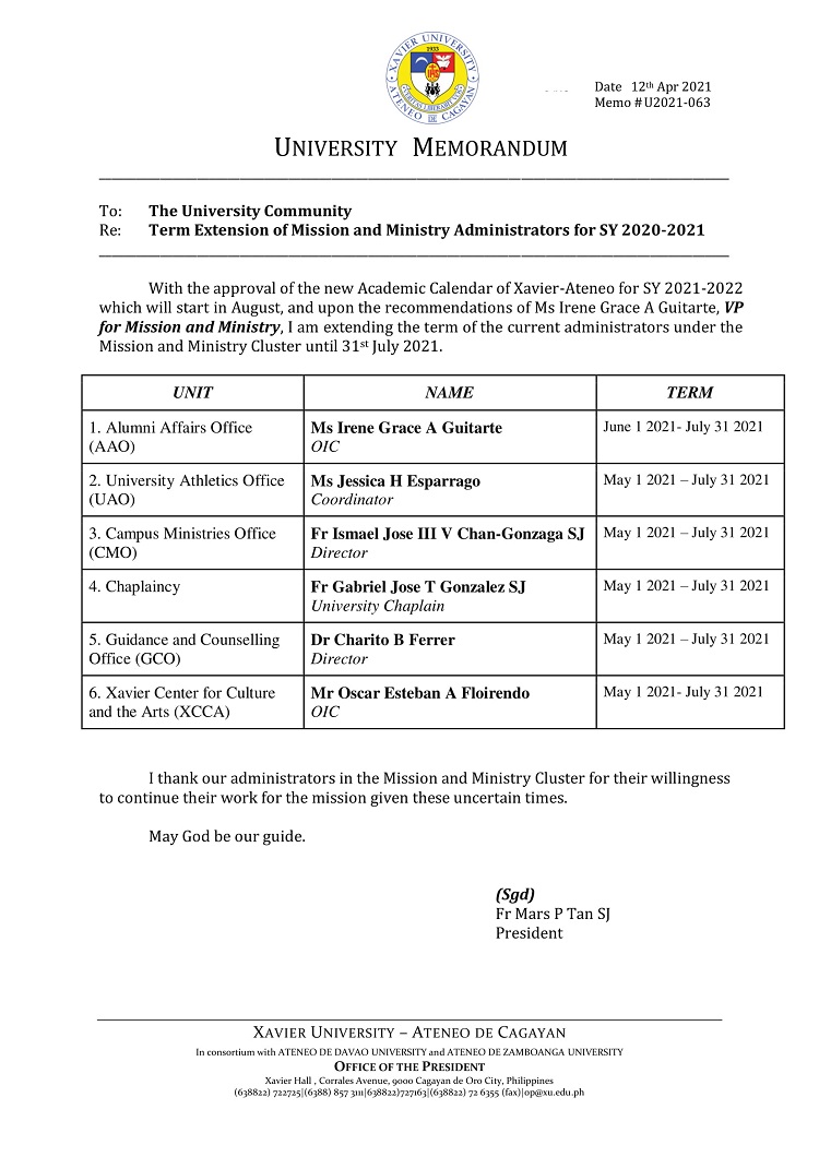 U2021 063 210412 Term Extension of Mission and Ministry Administrators for SY 2020 2021 1