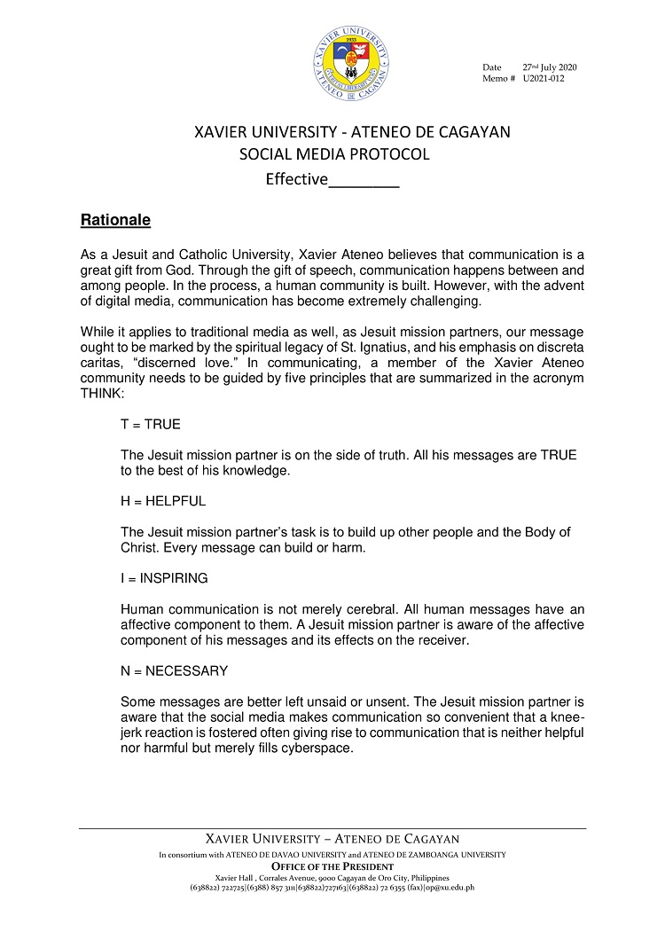 U2021 012 200727 XU Social Media Protocol 2