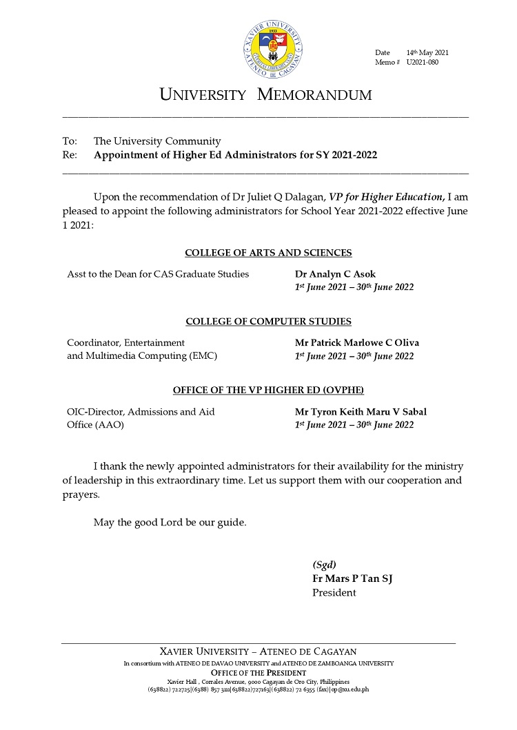U2021 080 200514 Appointment of HEd Administrators for SY 2021 2022 page 0001