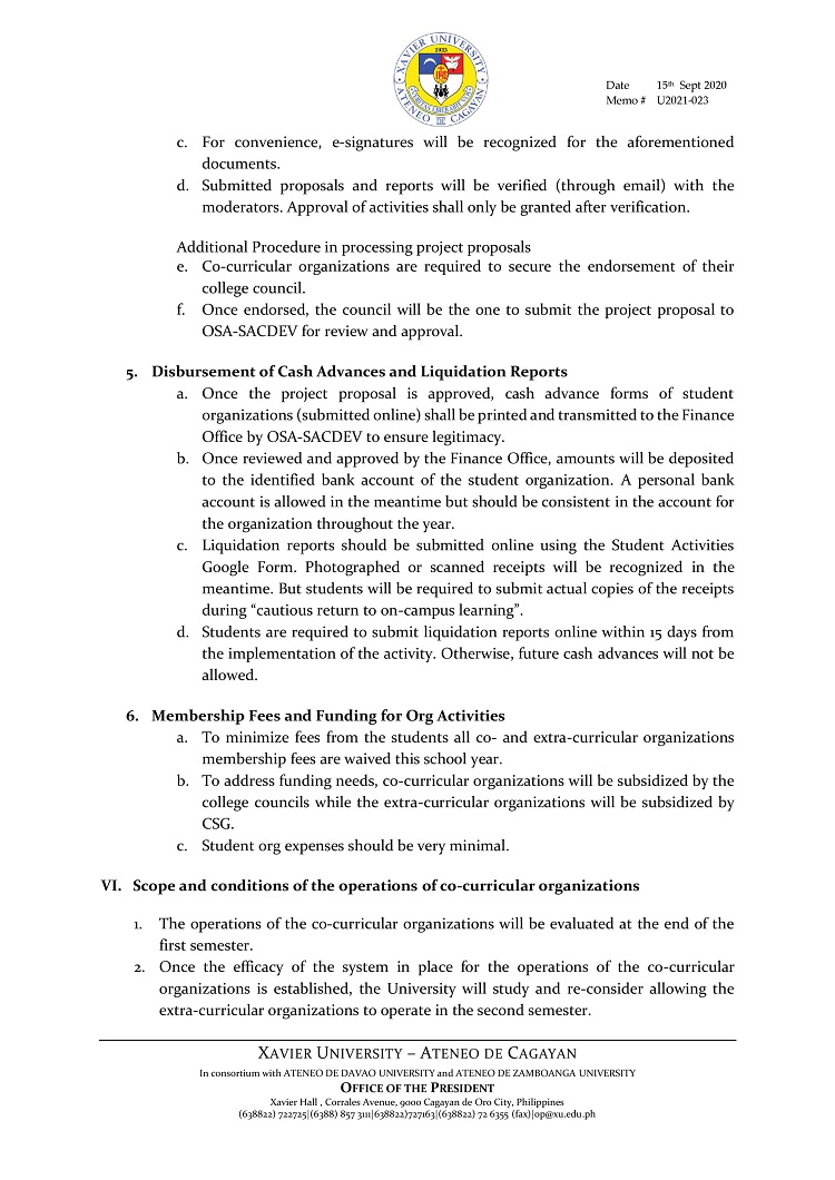 U2021 023 200915 Interim Guidelines on Student Activities page 005