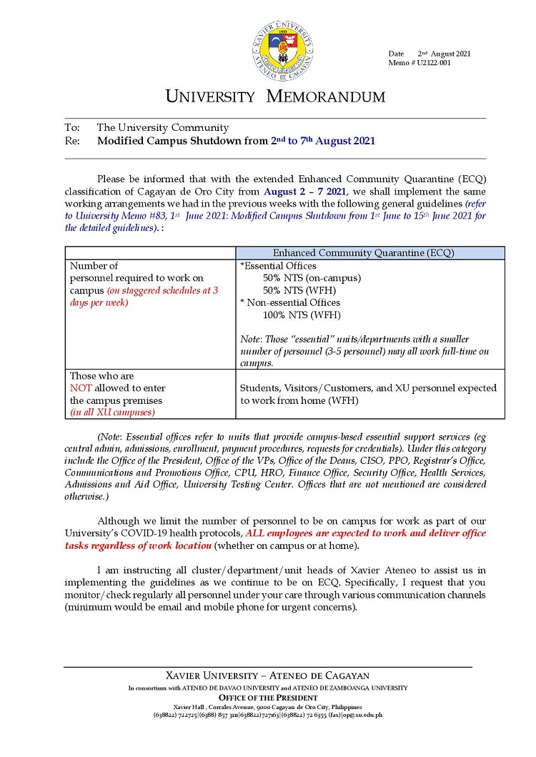 U2122 001 210802 Modified Campus Shutdown from August 2 7 2021 page 001 2