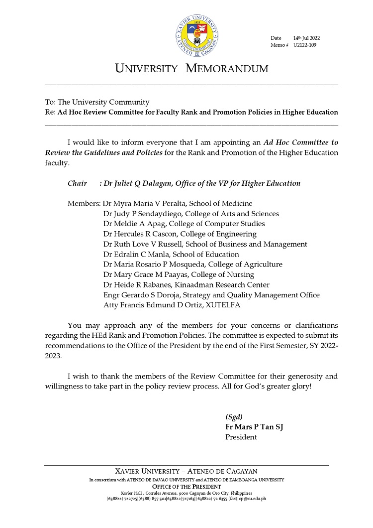 U2122 109 220714 Adhoc Review Committee for HEd Faculty Rank and Promotion Policies page 0001 1