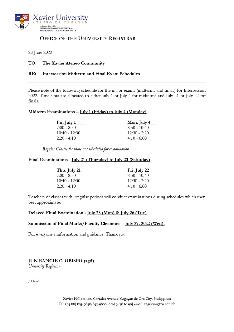 Intersession Exam Schedule page 0001