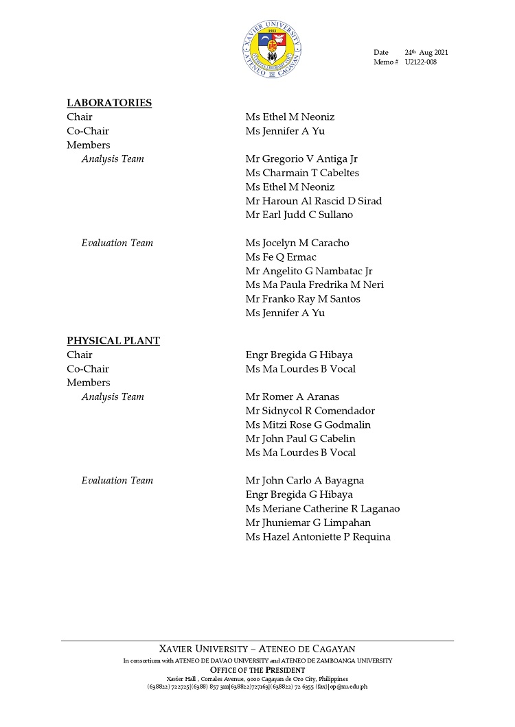 U2122 008 210824 XUJHS Self Survey Committees for PAASCU 2022 Virtual Visit page 0003