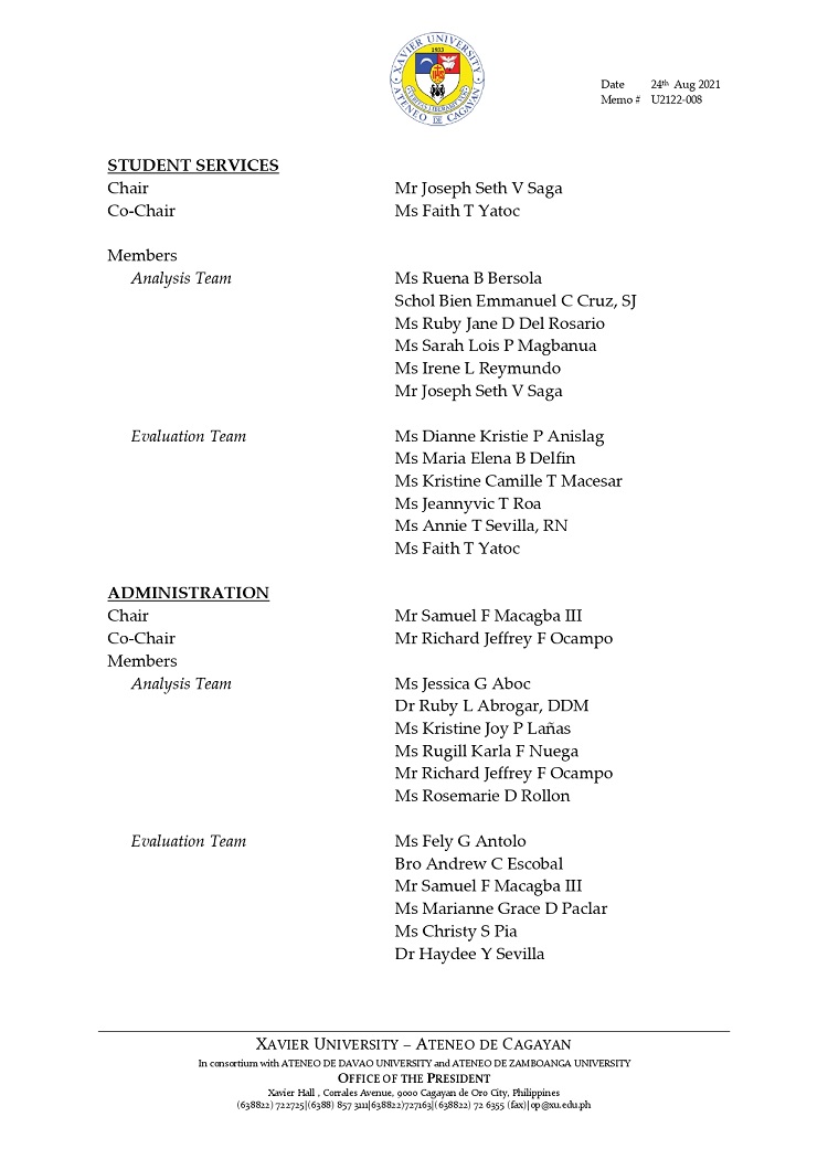 U2122 008 210824 XUJHS Self Survey Committees for PAASCU 2022 Virtual Visit page 0004