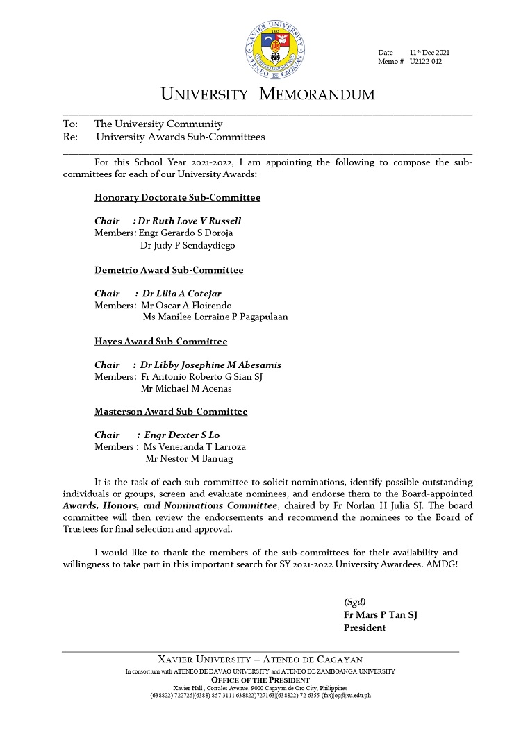 U2122 042 211211 University Awards Sub Committees page 0001