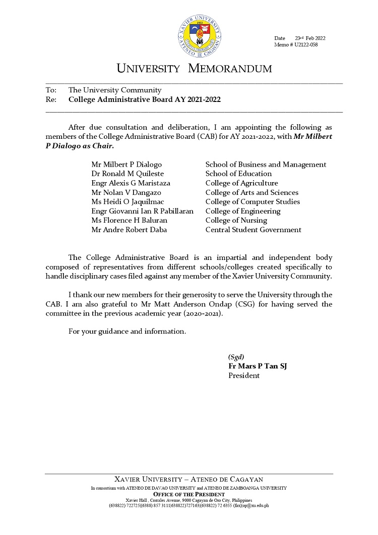 U2122 058 220223 College Administrative Board AY 2021 2022 page 0001