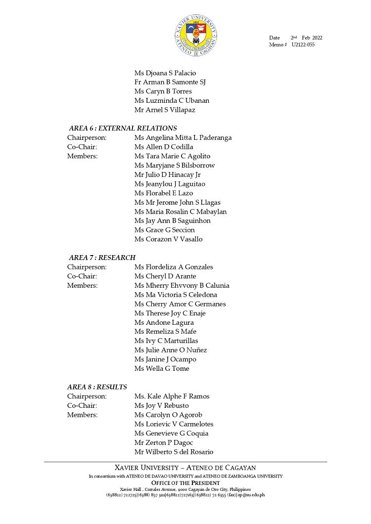 U2122 055 220202 XUGS PAASCU Self Survey Committees for 2023 Virtual Visit page 0003