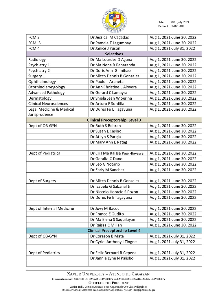 U2021 101 210726 Re Appointment of School of Medicine Administrators SY 2021 2022 page 0002