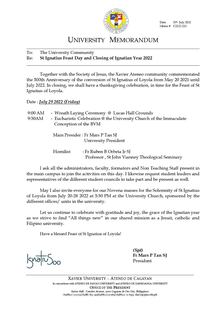 U2122 115 220725 St Ignatius Feast Day and Closing of Ignatian Year 2022 page 0001