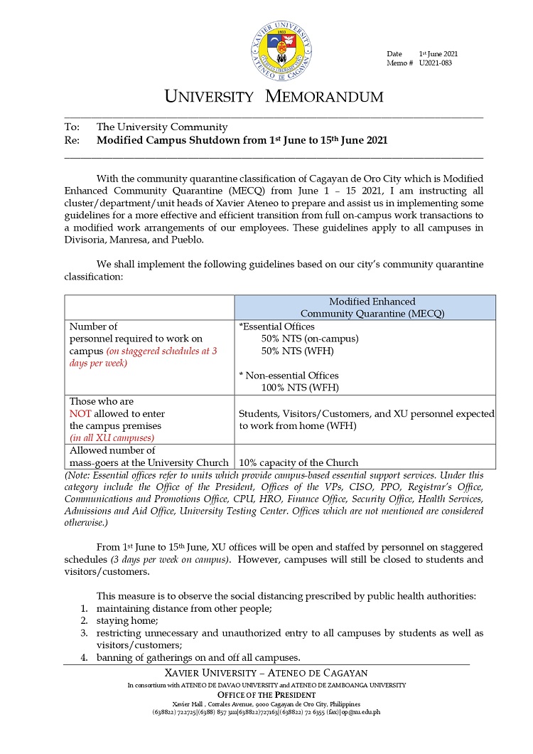 U2021 083 210601 Modified Campus Shutdown from June 1 15 2021 page 0001