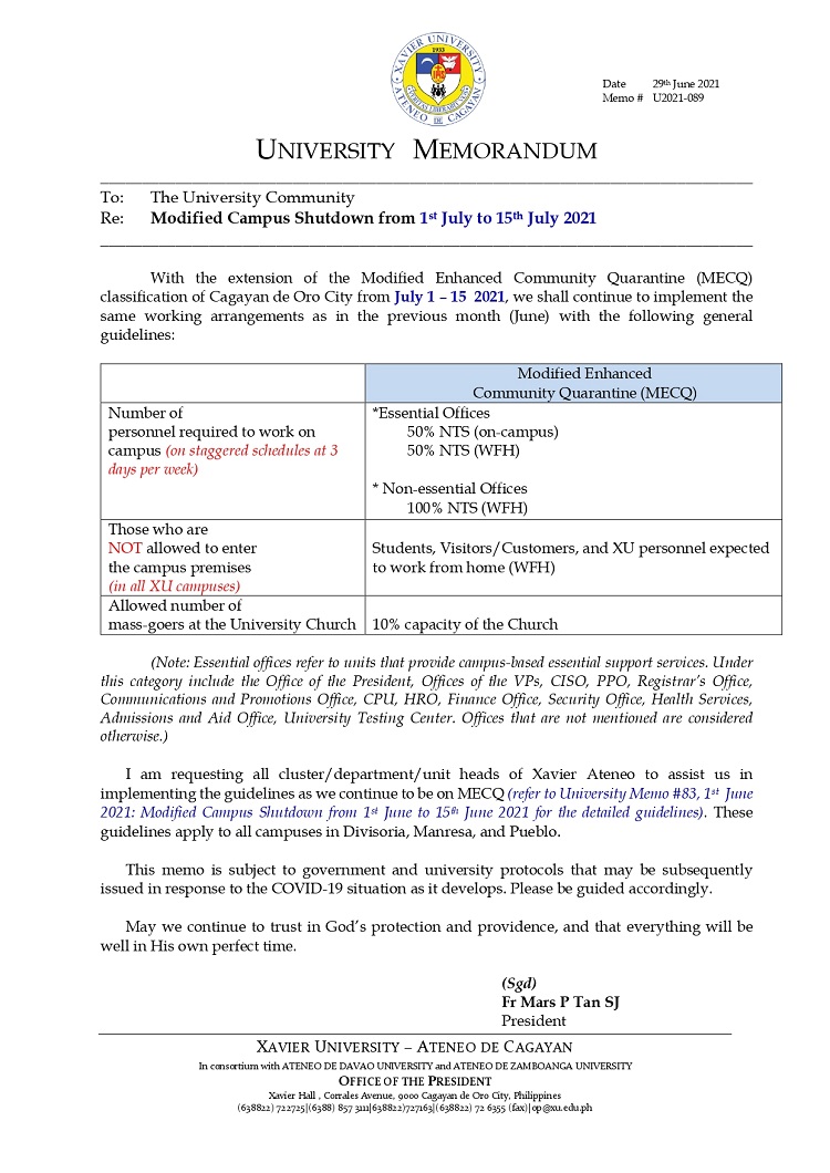 U2021 089 210629 Modified Campus Shutdown from July 1 15 2021 page 0001