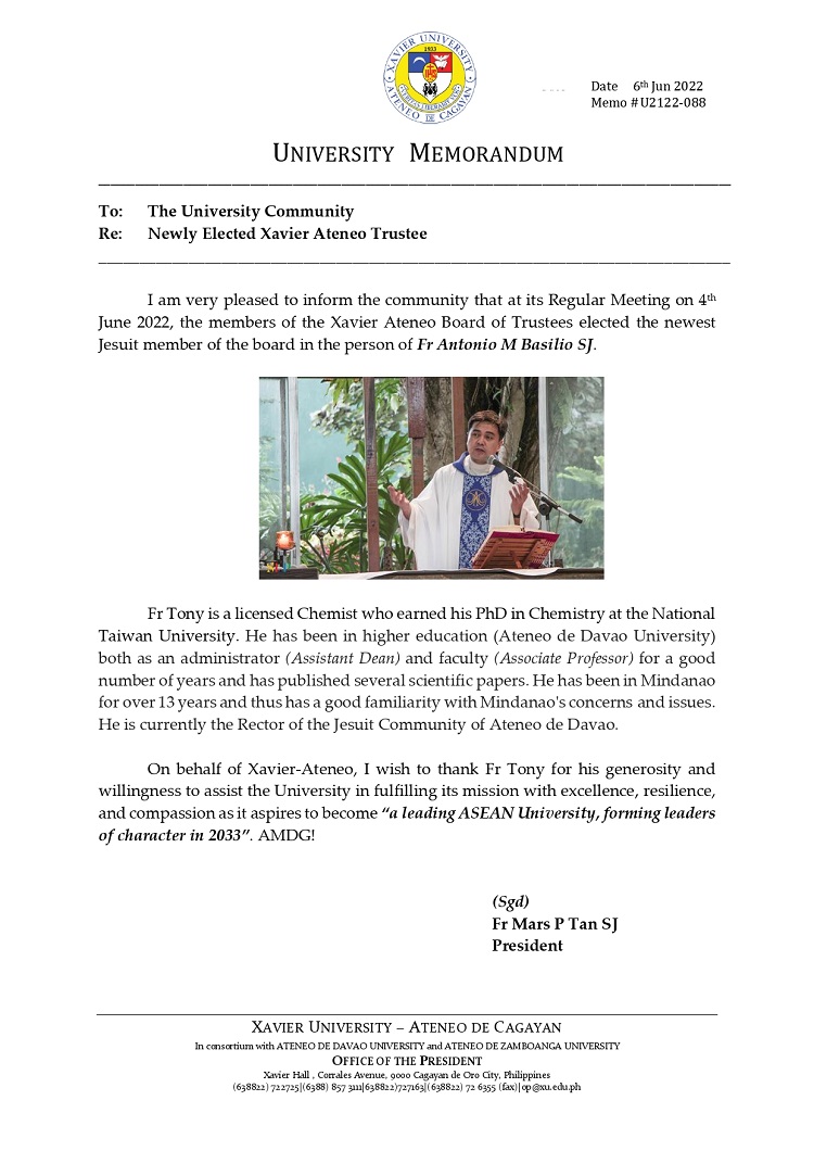 U2122 088 220606 Newly Elected Xavier Ateneo Trustee page 0001