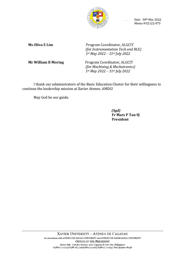 U2122 073 220330 Term Extension of XU BEd Administrators for SY 2021 2022 page 0002