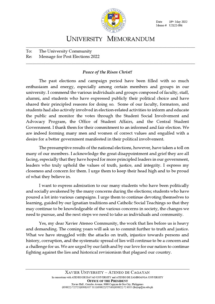 U2122 084 220518 Message for Post Elections 2022 page 0001 Copy