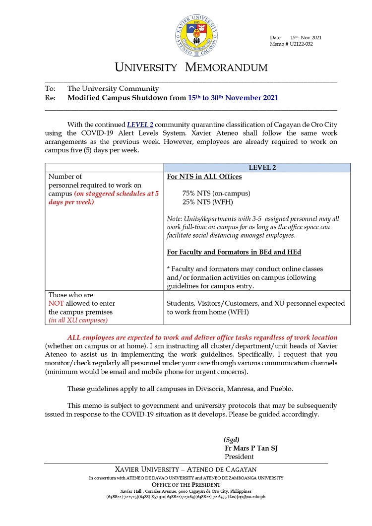 U2122 032 211115 Modified Campus Shutdown from November 15 30 2021 page 0001