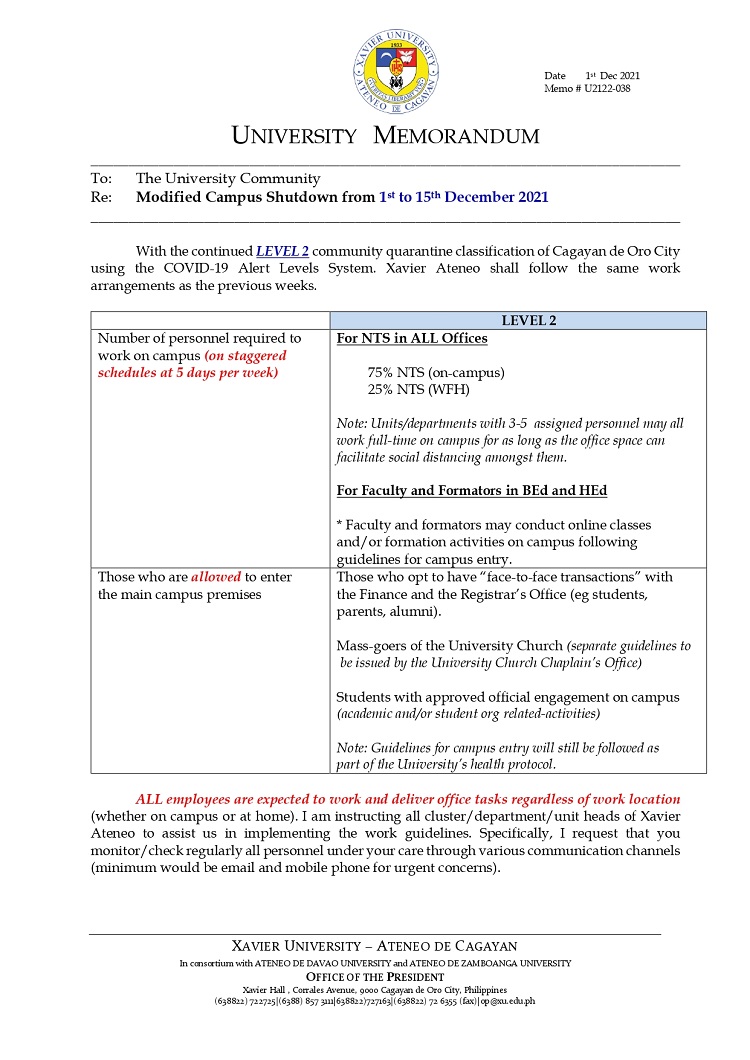 U2122 038 211201 Modified Campus Shutdown from December 1 15 2021 page 0001