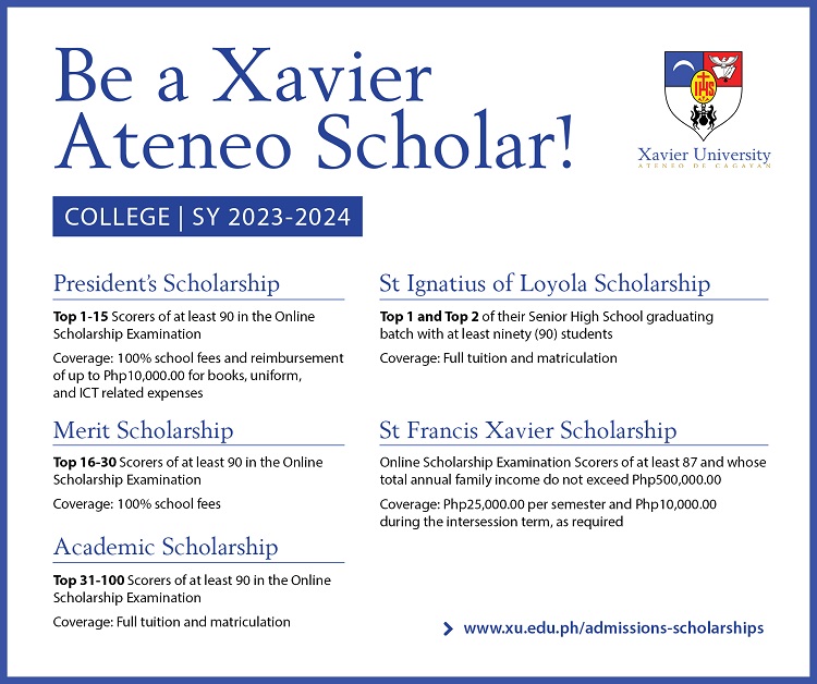 Xavier University Xavier Ateneo Scholarships for SY 20232024