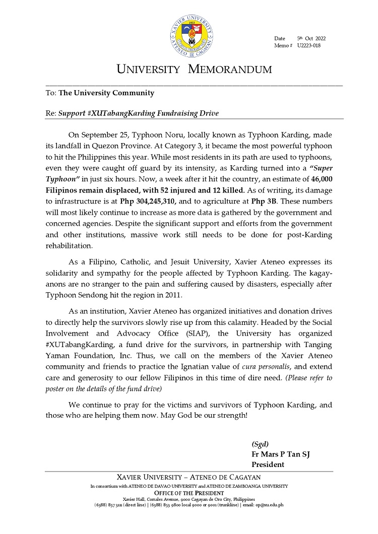 U2223 018 221005 Support XU TabangKarding Fundraising Drive page 0001