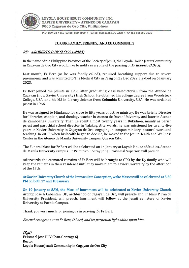 Announcement on Fr Robert D Dy SJ page 0001 Copy