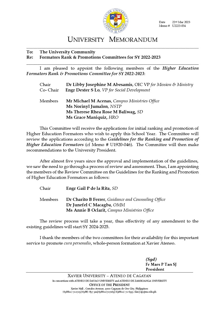 U2223 054 230322 Formators Rank and Promotions Committee page 0001 Copy
