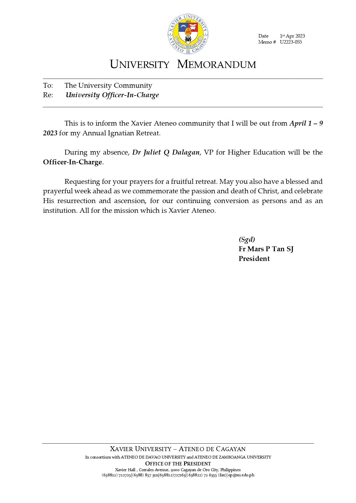 U2223 055 230401 University Officer In Charge page 0001