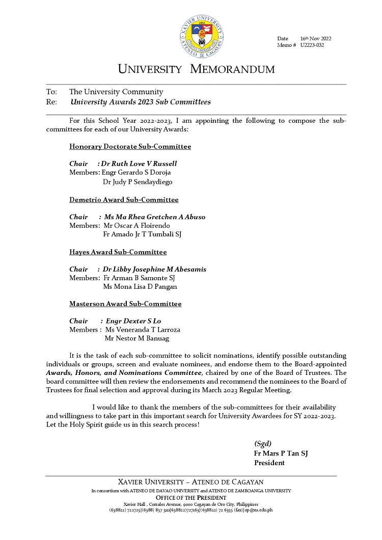 U2223 032 221116 University Awards 2023 Sub Committees page 0001