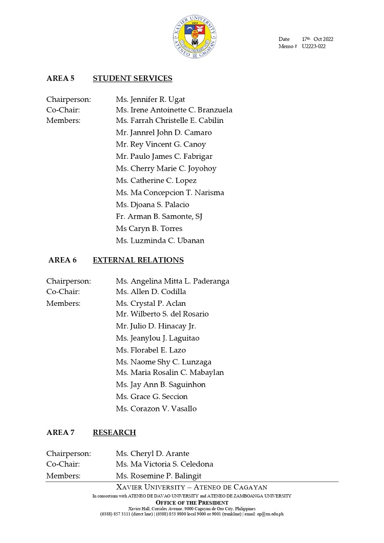 U2223 022 221017 Updated XUGS PAASCU Self Survey Committees for 2023 Virtual Visit page 0003