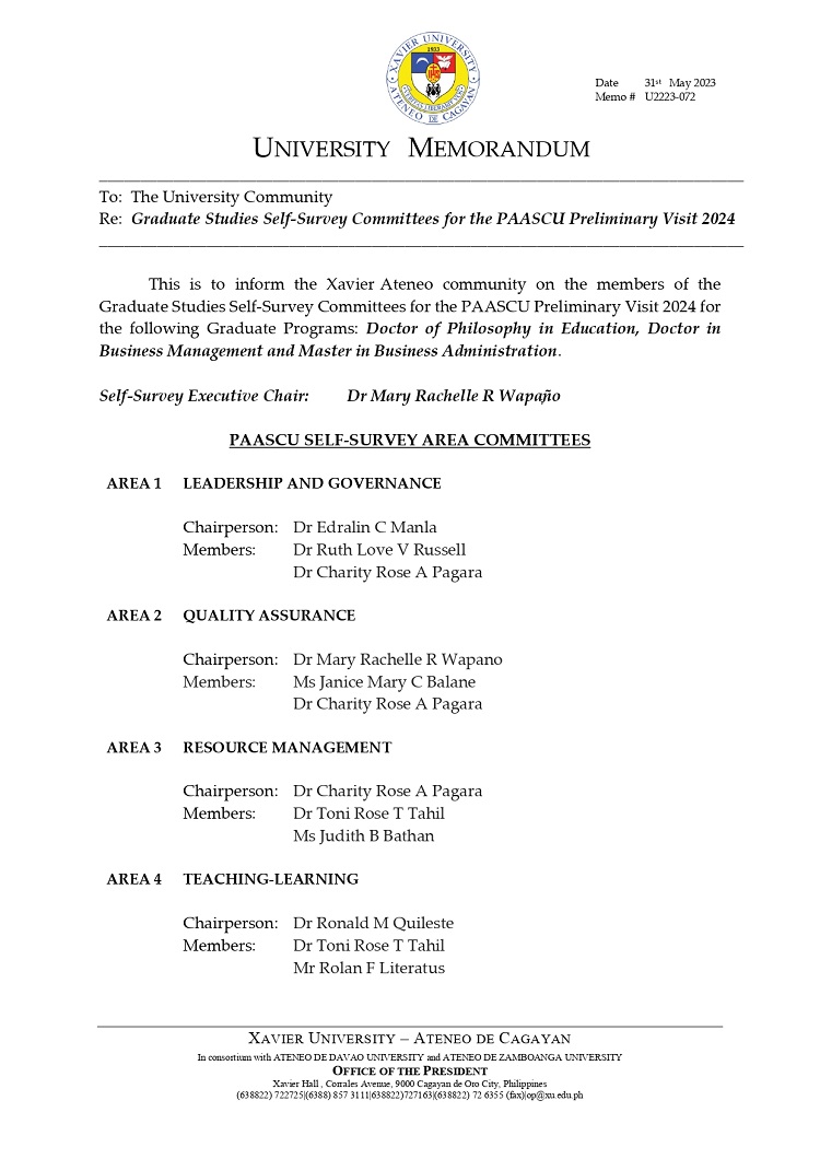 05312023.Web.U2223 072 230531 Graduate Studies PAASCU Self Survey Committees page 0001