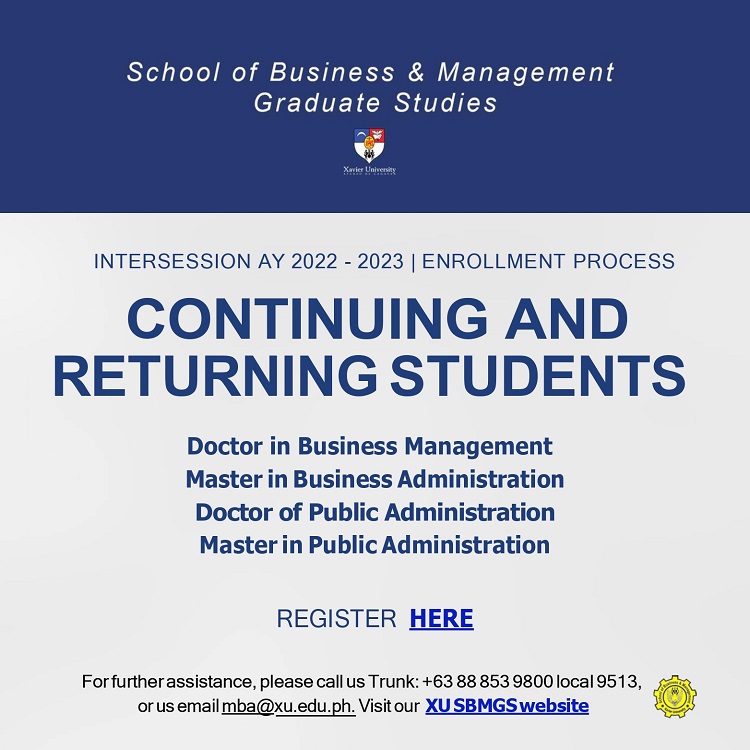 06032023.Web.Revised.Intersession SY 2022 2023 Enrollment Procedure Masters in Business Administration Program Xavier University page 0001