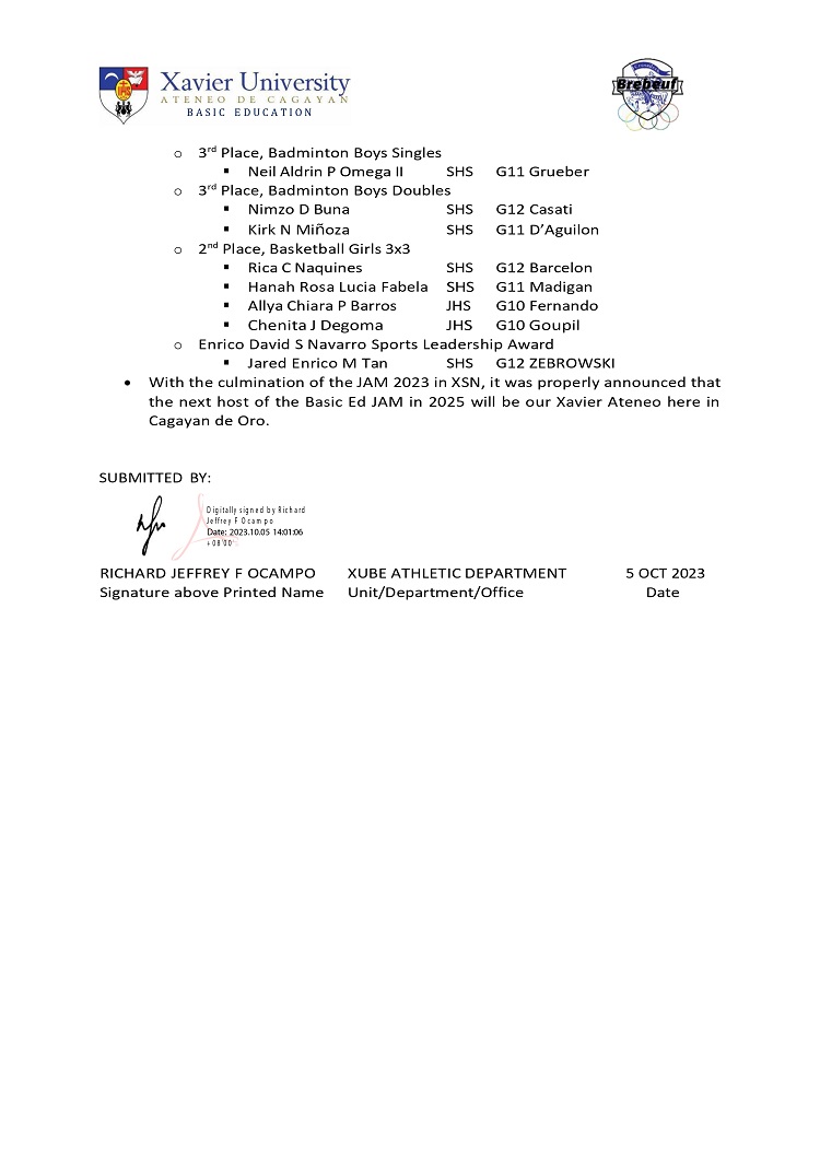 10062023.Web.XUBE Activity Documentation Form JAM2023 Basic Education Athletics Office Xavier University page 0002