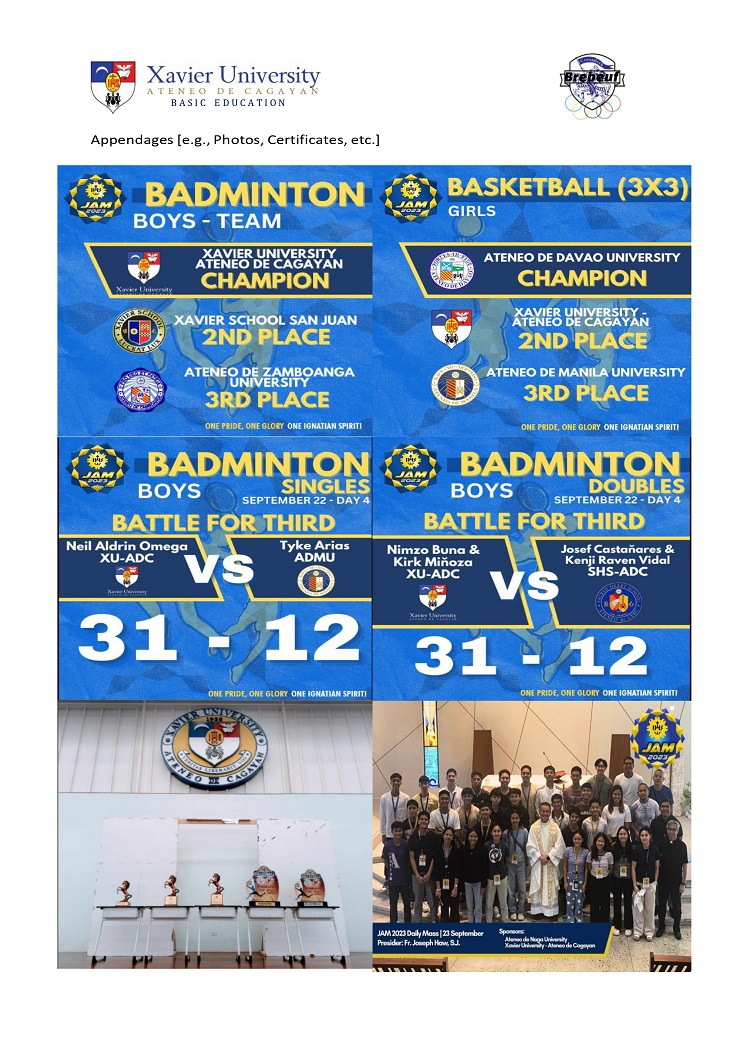 10062023.Web.XUBE Activity Documentation Form JAM2023 Basic Education Athletics Office Xavier University page 0003