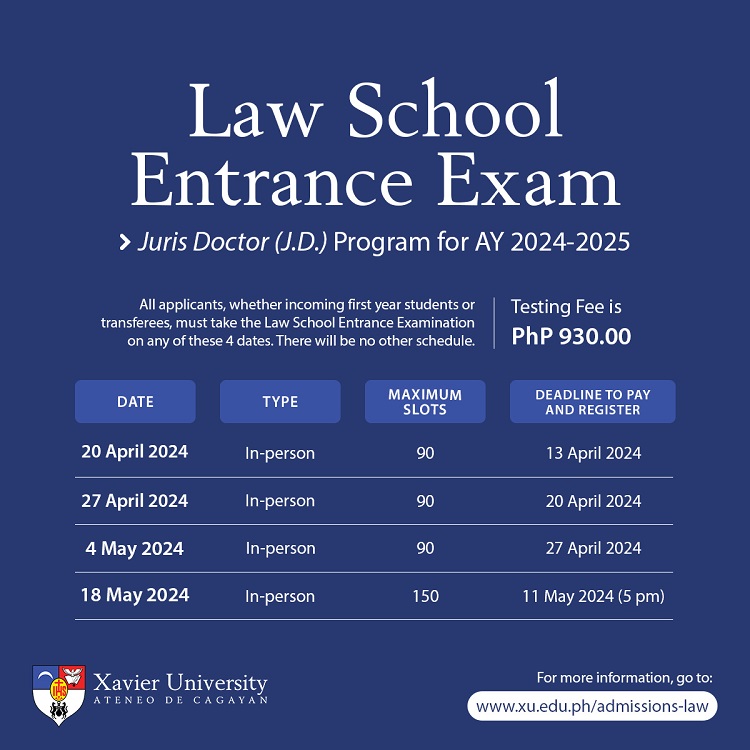 04152024.Web Law School Entrance Exam 1 School of Law Xavier University 0