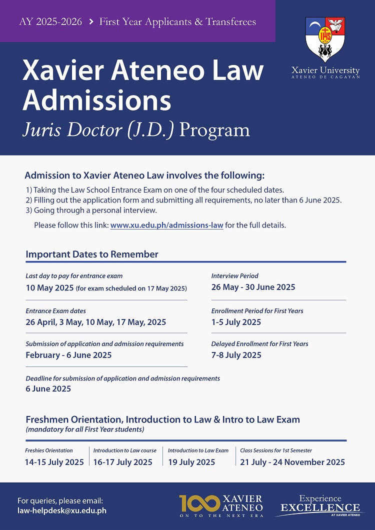04252025.Web Law School Admissions Poster AY2025 2026 School of Law Xavier University